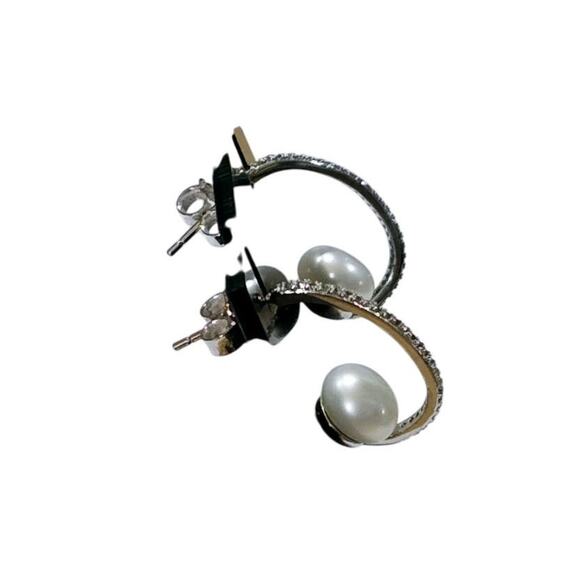 Honora Italy bronze cultured pearl cubic zirconia drop pierced earrings NWOT - Picture 3 of 4